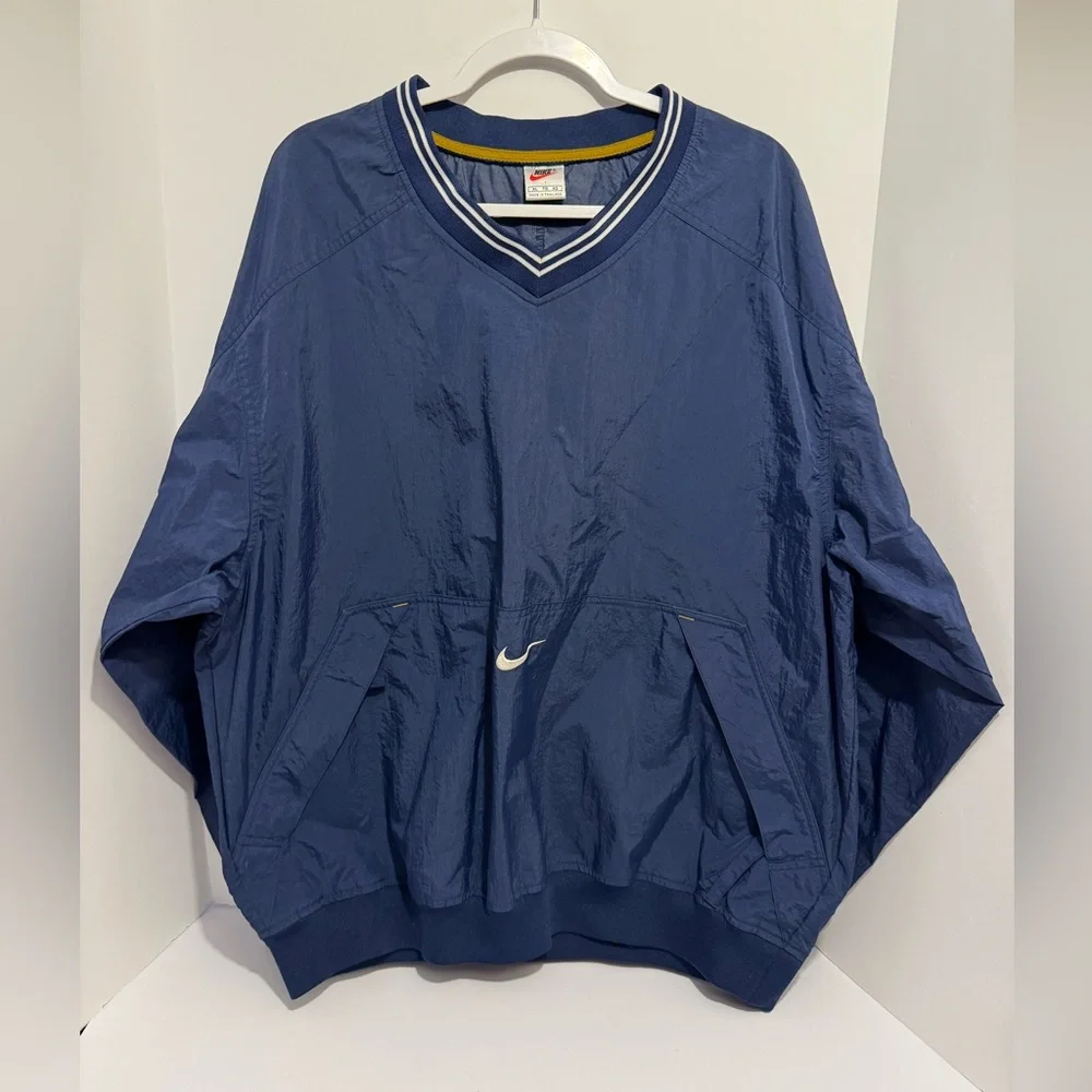 Vintage 90s Y2K Nike Pullover Windbreaker Men’s Size XL Navy White Swoosh